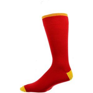 Red/Yellow Dress Cotton Crew, Colorful Dress Socks